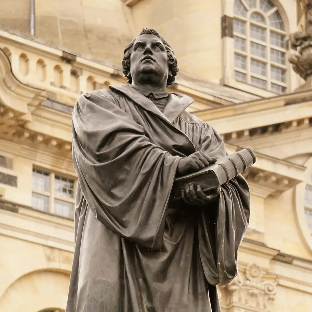 Photograph of a statue of Martin Luther, a German priest who initiated the Protestant Reformation through his writings